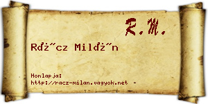 Rácz Milán névjegykártya